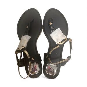 NWOB Donald J Pliner DMSX Black Thong Summer Sandal - Size 8.5M